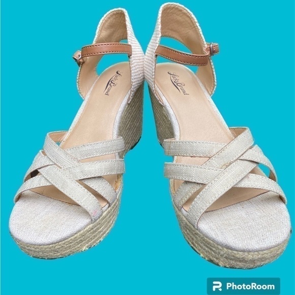 Lucky Brand KALLEY Wedge 4” Heel Espadrille Sandals Natural Beige Size 10 GUC!!! - Picture 6 of 15